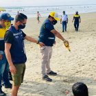 Los funcionarios vaciaron las botellas de licor sobre la arena.