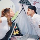 Toscano y su esposo, pocos días antes del nacimiento de su bebé.