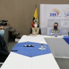 Lasso y Pérez se reunieron este 12 de febrero en el auditorio del Consejo Nacional Electoral.