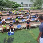 Las peladas de Guayaquil City entrenan en el Parque Samanes, norte de Guayaquil.