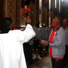 El técnico José Villafuerte y los jugadores del Nacho reciben la bendición en El Quinche.