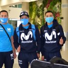 El entrenador Darío Gualtero junto a Cristian Toro y Henry Velasco previo al viaje a Colombia.