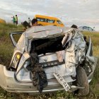 Así quedó el carro involucrado en el accidente de este mediodía.