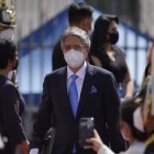 Guillermo Lasso durante su llegada a la Asamblea Nacional.