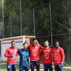 Los goleros de Ecuador en un trabajo especial ante de enfrentar a Perú.