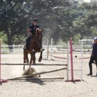 Weymar Moreno, quien lleva 20 años en el país trabajando como profesor de clubes de equitación, en una de sus clases.