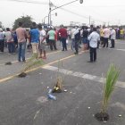 A la protesta también llevaron plantas de arroz y las colocaron en la carretera.
