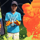 Cristhian Cagua y sus guantes de construcción.