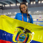La nadadora ecuatoriana Anicka Delgado compitió en 100 metros estilo libre femenino durante los Juegos Olímpicos 2020.