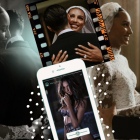 El vestido de la novia  tenía una capa que resalta una ilusión elaborado en poi de soie, una tela medianamente liviana, con movimiento y un ligero brillo similar a la seda.