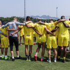 Barcelona y una oración antes del único entrenamiento que tuvo en Río de Janeiro.