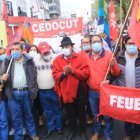 Quito. Leonidas Iza, presidente de la Conaie, participó en la protesta socia