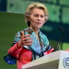 European Commission President Ursula von der Leyen speaks during the Action on Forests and Land Use session at the UN Climate Change Conference (COP26).