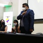 El Ab. José Arévalo, cuando era posesionado para su nuevo periodo como presidente de FEDENADOR.