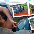 Dentro del carro la mujer se encontraba desnuda. Una vez vestido, el individuo conversa con el uniformado.