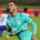 Tomás Molina festeja tras marcar el primer gol de Liga de Quito sobre Cumbayá. Fue el cuarto tanto del Palomo en la LigaPro.