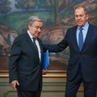 El encuentro del Ministro de Exteriores de Rusia, Sergei Lavrov con el secretario general de Naciones Unidad Antonio Guterres , en Moscú.