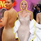 Kim Kardashian luciendo el traje de Marilyn Monroe, 60 años después de que lo hiciera la famosa actriz