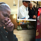 Emma Zambrano no pudo contener las lágrimas. Atrás, el féretro con los restos de su yerno.