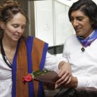 El excandidato presidencial, Yaku Pérez, junto a su esposa, la periodista Manuela Picq.