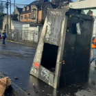 Así quedó el puesto de la comerciante.