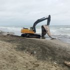 Maquinaria del municipio recogió la ballena varada que fue enterrada.