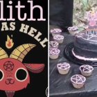 Viral. La familia tuvo en su decoración imágenes de Lucifer y el pentágrama invertido.