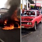 El conductor de una camioneta incendió su vehículo luego de haberse molestado por una supuesta detención de marcha.