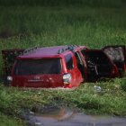 El vehículo quedó dentro de una zanja del sector.