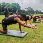 Barcelona ha entrenando después de la lluvia.