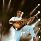 Mnauel Medrano durante su presentación en Manta.