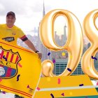Freddy Lara hincha de Barcelona en Nueva York