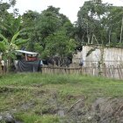 Esta es la vivienda en que se cometió el triple crimen, en Naranjal, este martes 30 de mayo.