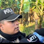 Yandier Espinoza, policía encargado de resguardar el sitio donde hallaron los dos cuerpos.