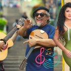 Héctor Napolitano, su hijo Lucas y Lila Flores, tres generaciones de artistas que evocan las celebraciones julianas de su infancia