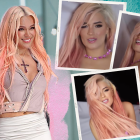 La cantante colombiana y en los cuadros la ecuatoriana.