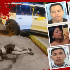 En este carro blanco se movilizaban las víctimas del atentado. Una de ellas quedó afuera del automotor.