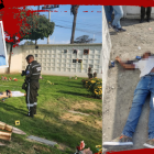 El agente Manuel Sandoval recibió los tiros en la cabeza. El cuerpo de Juan Carlos Obando Betancourt quedó en medio de las tumbas. Otro familiar resultó herido.