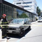 El ambiente en los exteriores del edificio público, en Quito.