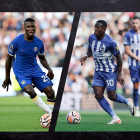 Moisés Caicedo (i) y Pervis Estupiñán se medirán en la Carabao Cup.