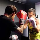 Marlon Vera y Daniel Noboa en medio de un entrenamiento.