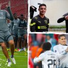 Paolo Guerrero comparte tiempo con Danny Luna y Alexander Alvarado.