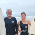Valentina Herrera y el entrenador Víctor Bazán antes de un entrenamiento.
