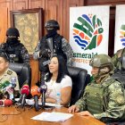 Roberto Zambrano, prefecta de Esmeraldas, en rueda de prensa.