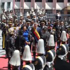 El mandatario saliente, Guillermo Lasso, llegó en compañía de su esposa María de Lourdes Alcívar