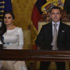 Verónica Abad y Daniel Noboa, en la posesión presidencial.