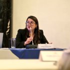 La ministra Andrea Arrobo acudió a la Comisión de Fiscalización de la Asamblea que investiga la crisis energética.