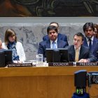 Daniel Noboa durante su intervención con el Consejo de Seguridad de la ONU