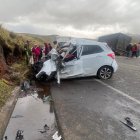 La religiosa quedó atrapada en su auto después del choque con el camión.
