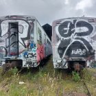 Los trenes que permanecen en la estación de Chimbacalle han sido vandalizados.